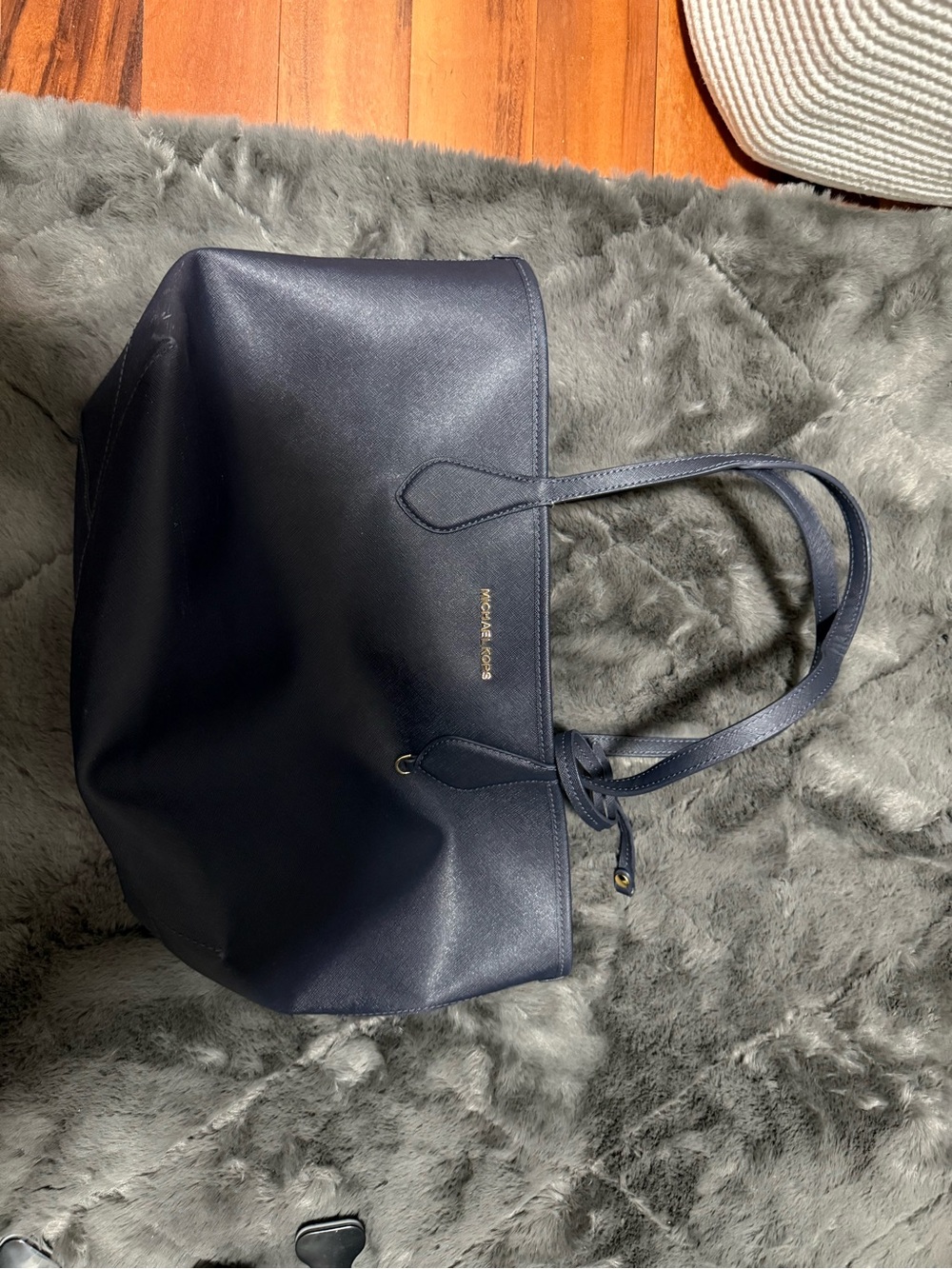 Michael Kors Blue Saffiano Leather Tote Bag - Picture 2 of 4